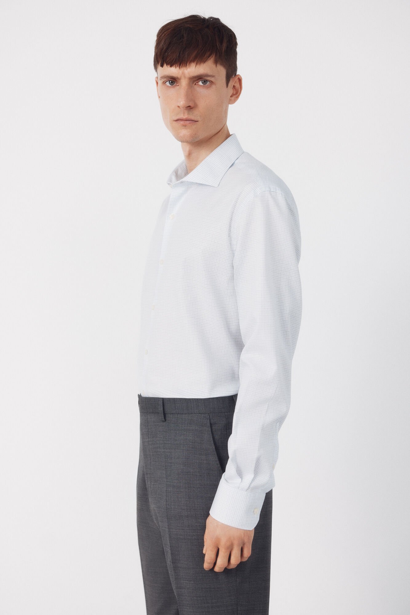 Cortefiel Easy-iron checked dress shirt Blue