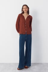 Cortefiel Embroidered blouse Red