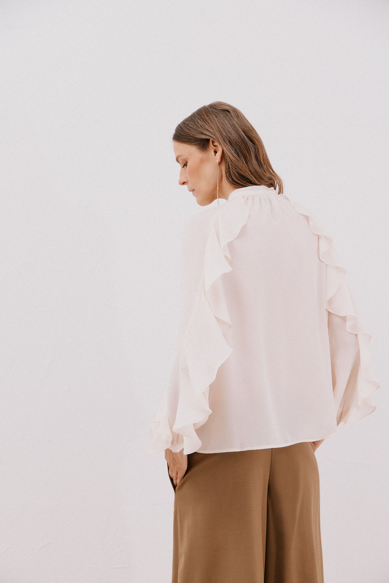 Cortefiel Flounced front blouse Ivory