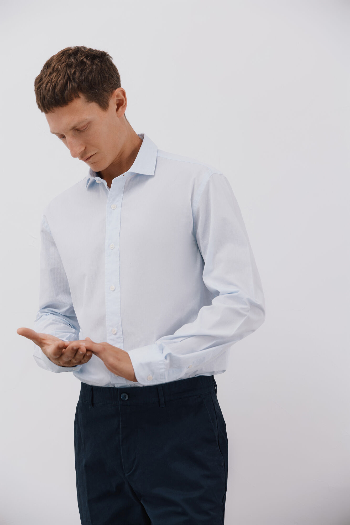 Cortefiel Micro-checkered cotton shirt