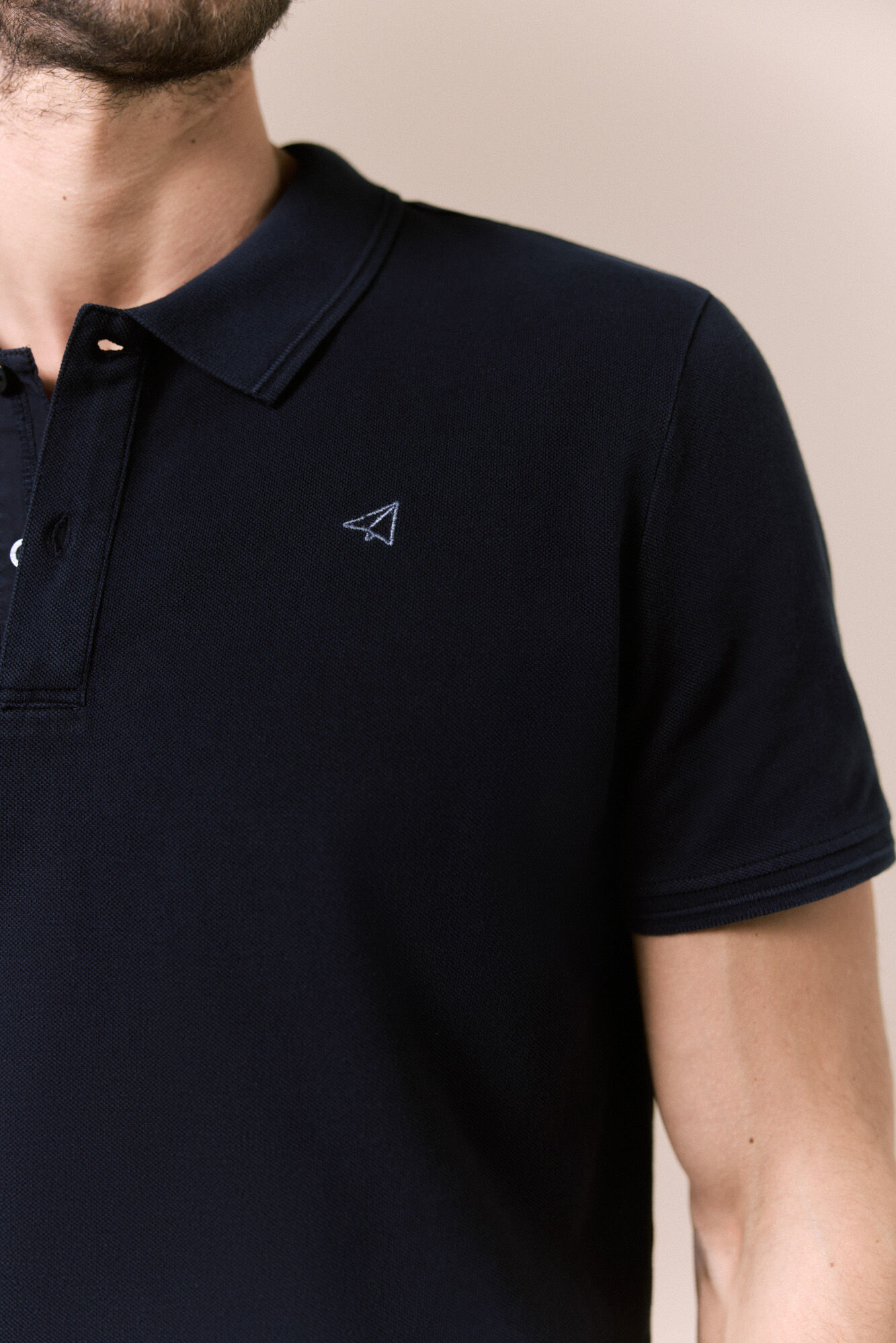 OOTO Polo b&aacute;sico em piqu&eacute; lavado Azul