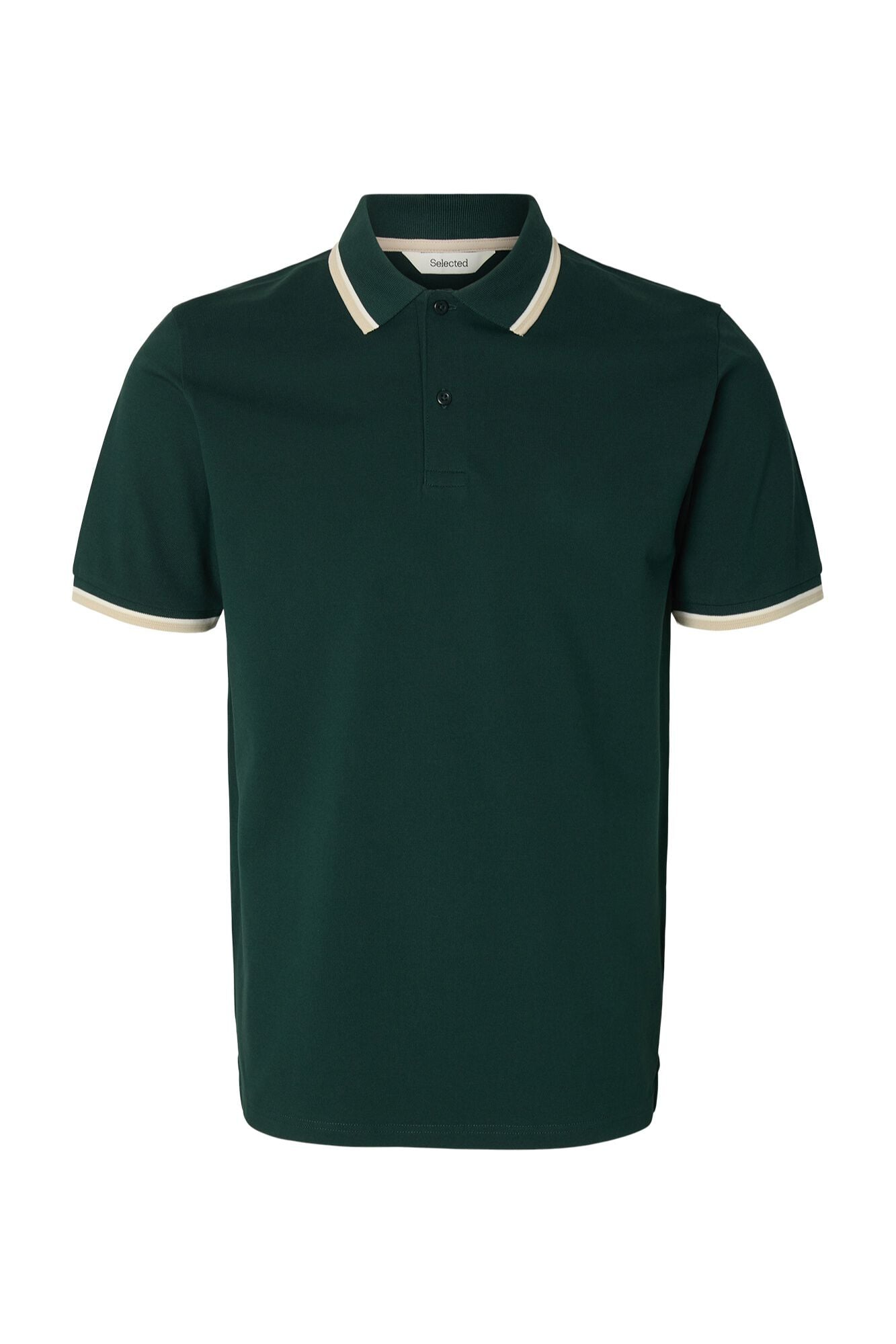 Selected Piqu&eacute; short sleeve polo shirt Dark green