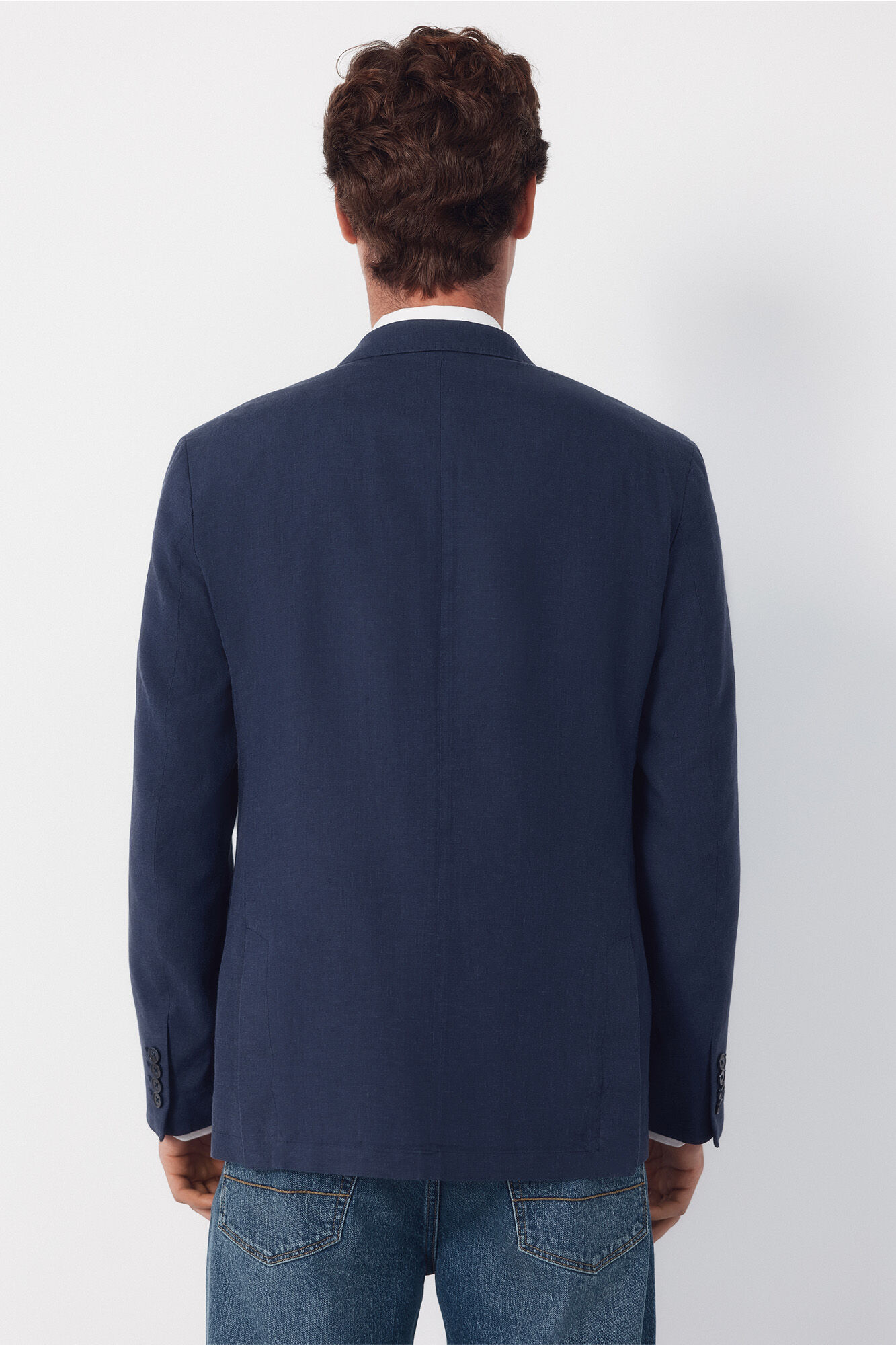 Cortefiel Linen blazer Navy