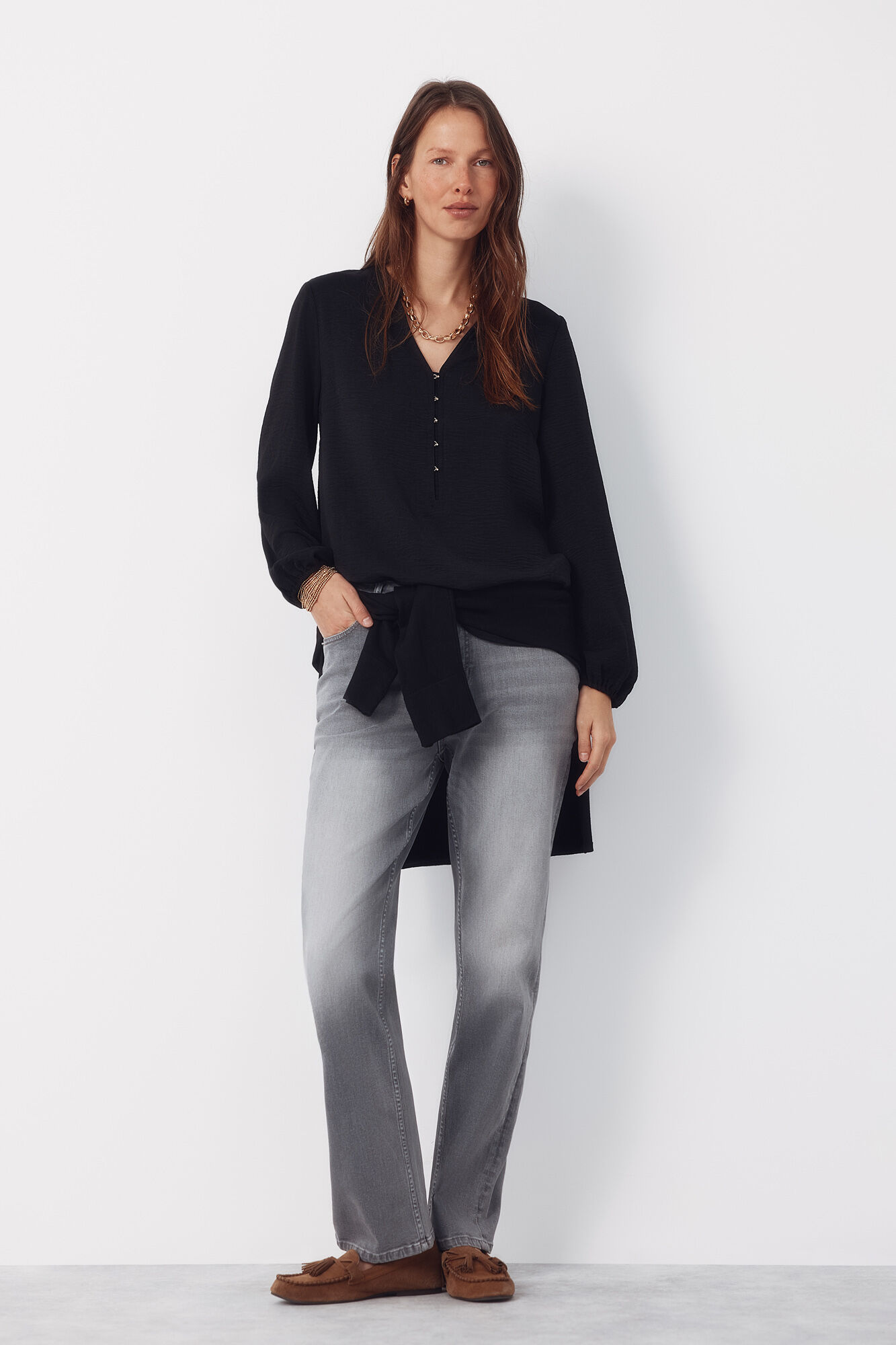 Cortefiel Mandarin blouse with buttons