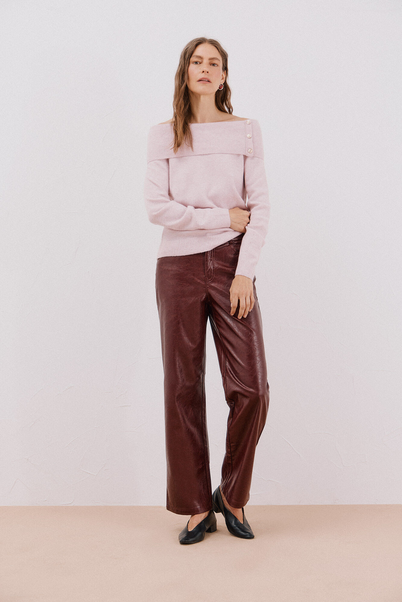 Cortefiel multiway neck sweater Pink