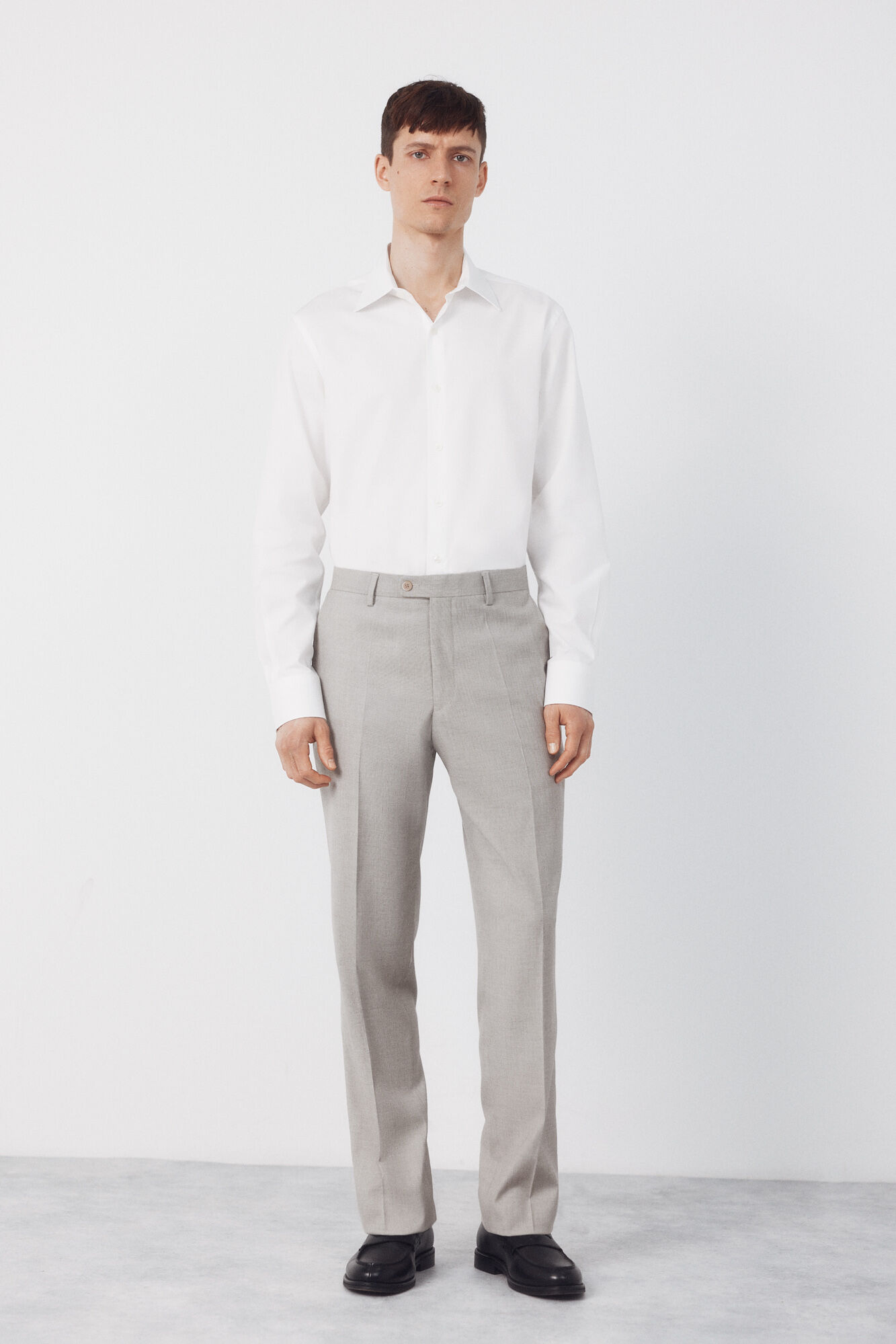 Cortefiel Plain tencel cotton dress shirt White