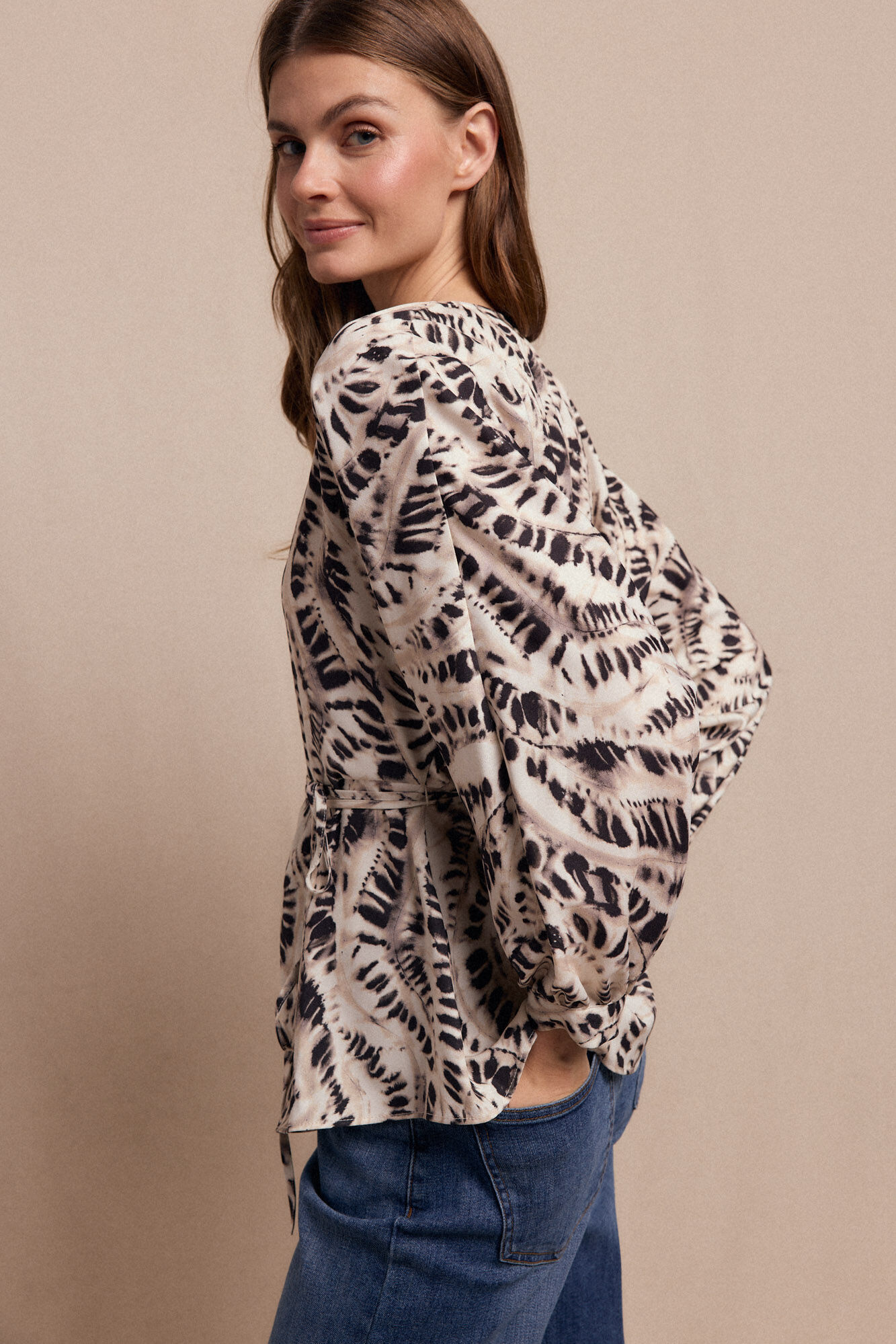 Slowlove Blusa estampada Ecru