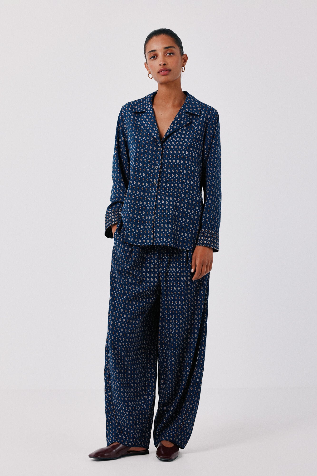 Cortefiel Printed pyjama shirt Printed blue