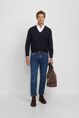 Silbon Camisola retr&ocirc; com gola em V Azul