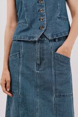 Cortefiel Textured denim skirt Blue