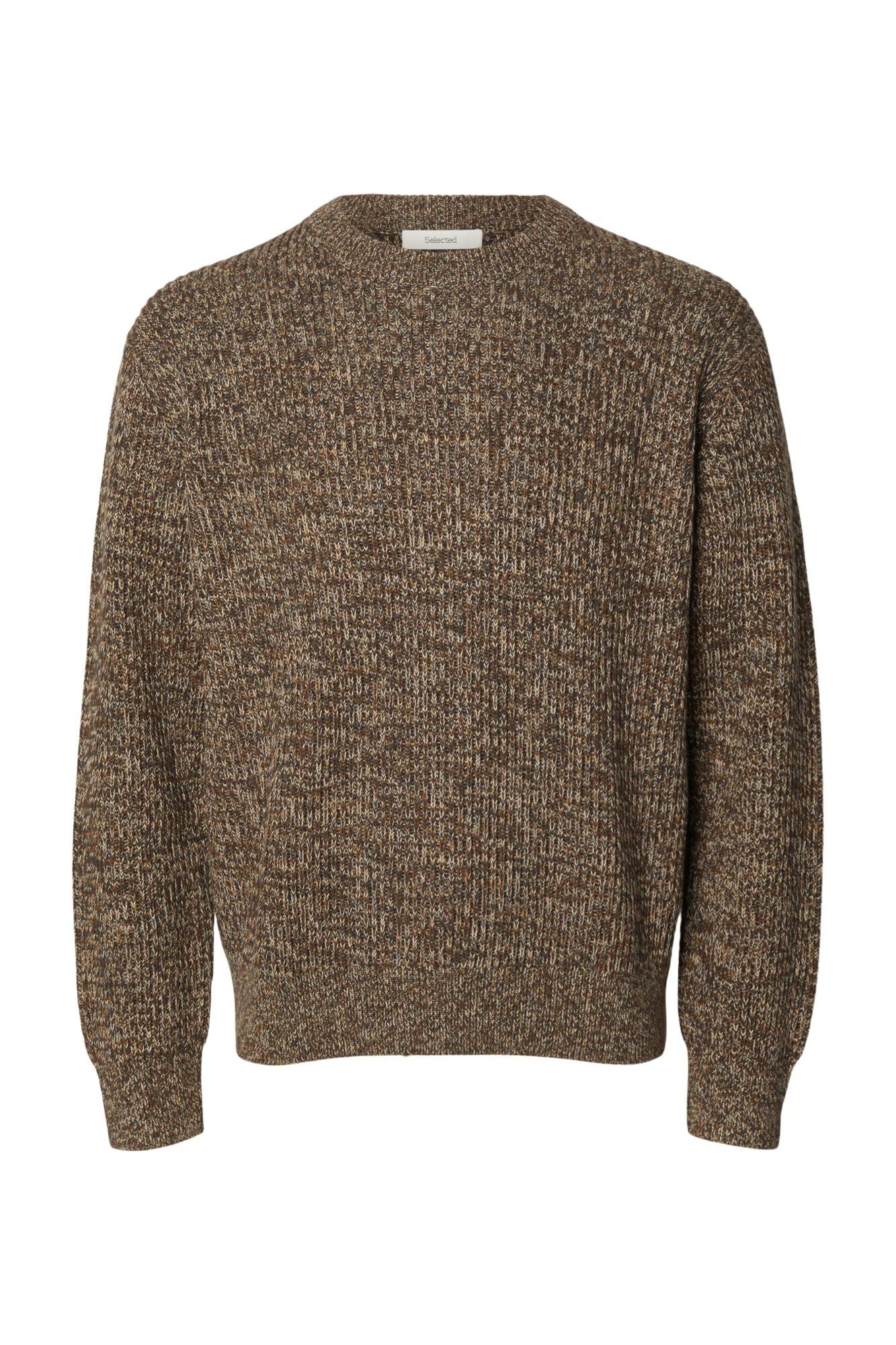 Selected Camisola 100% algod&atilde;o org&acirc;nico Relaxed Fit Castanho