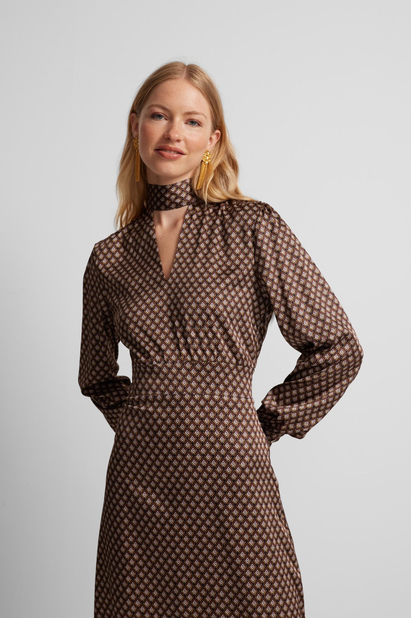 Silbon Satin midi dress Brown