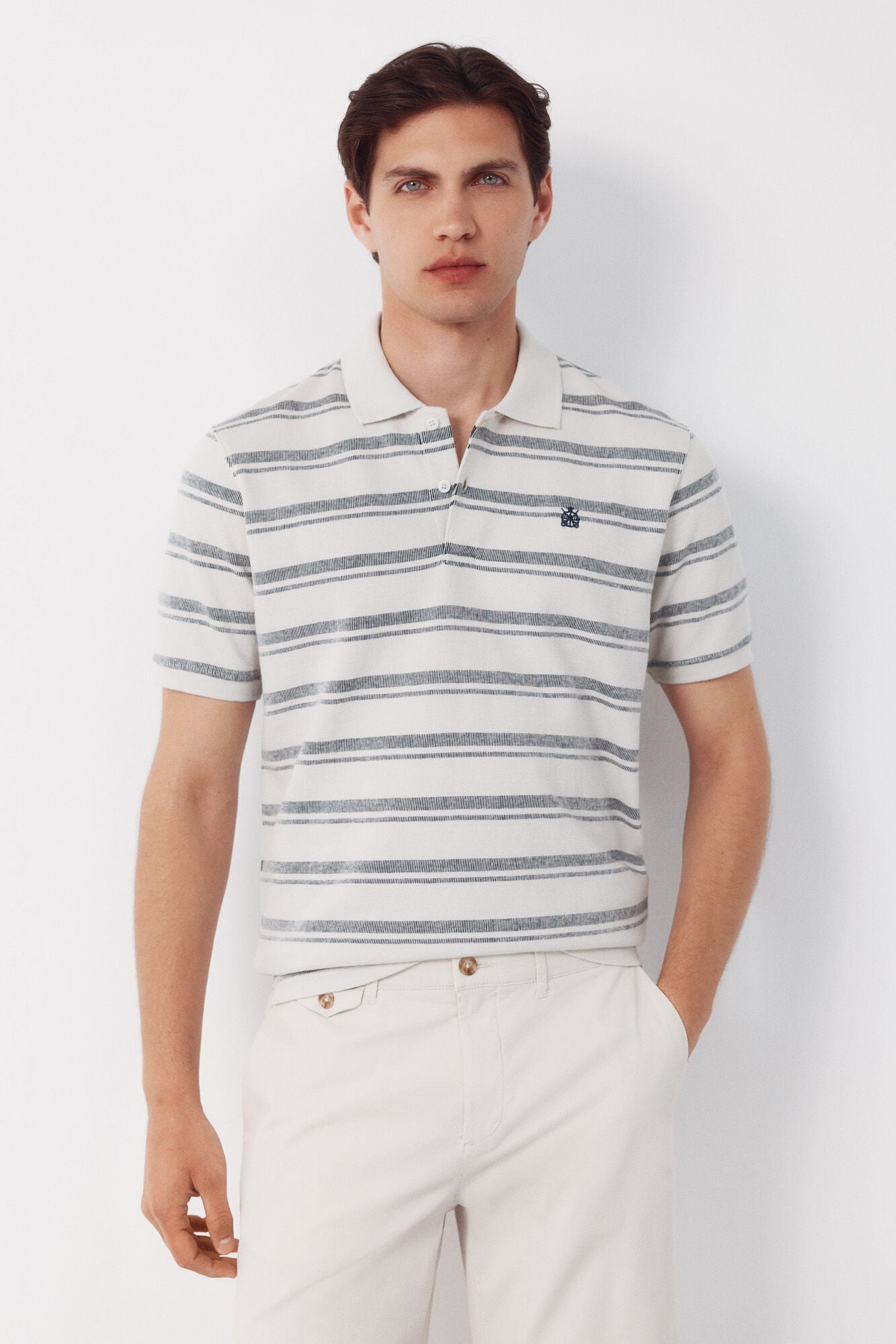 Cortefiel Striped structure polo shirt