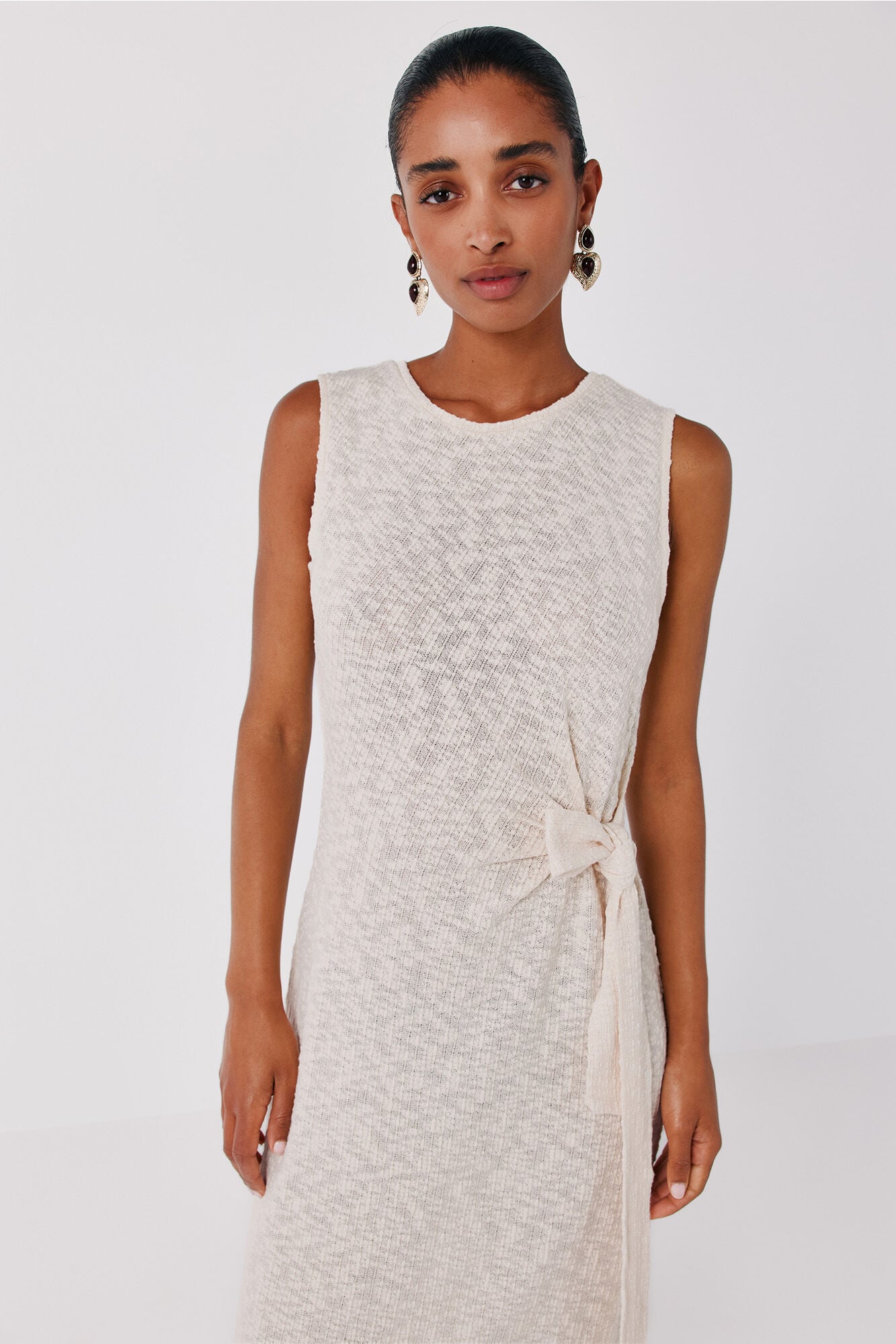 Cortefiel Rustic knot dress Ivory