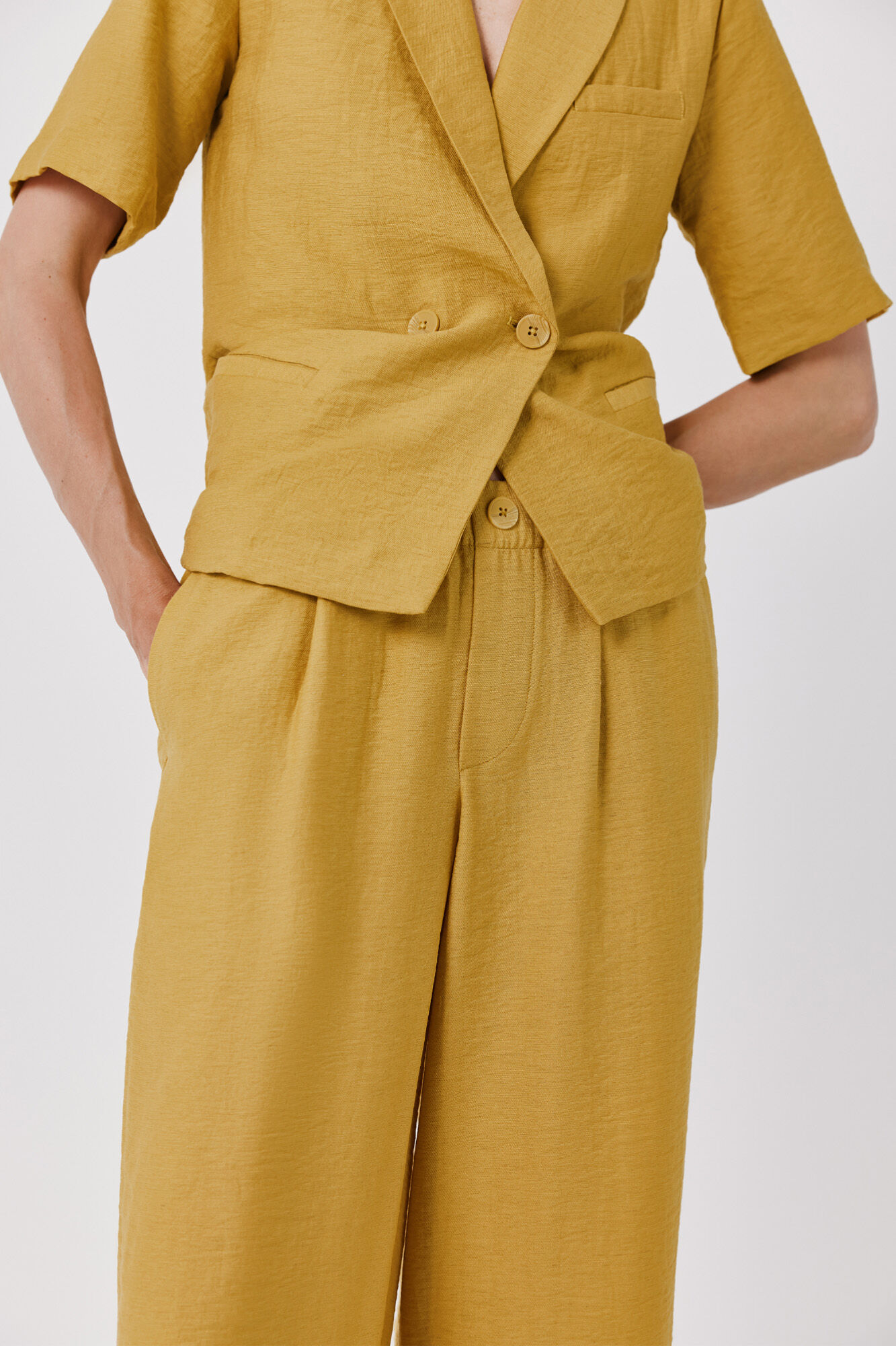 Cortefiel Fluid wide trousers Yellow