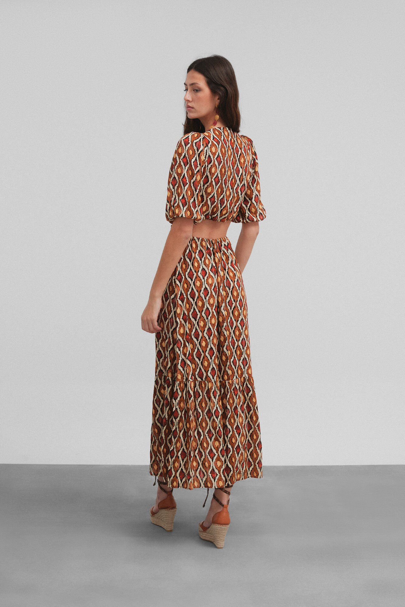 Silbon Vestido largo cut out estampado Estampado naranja