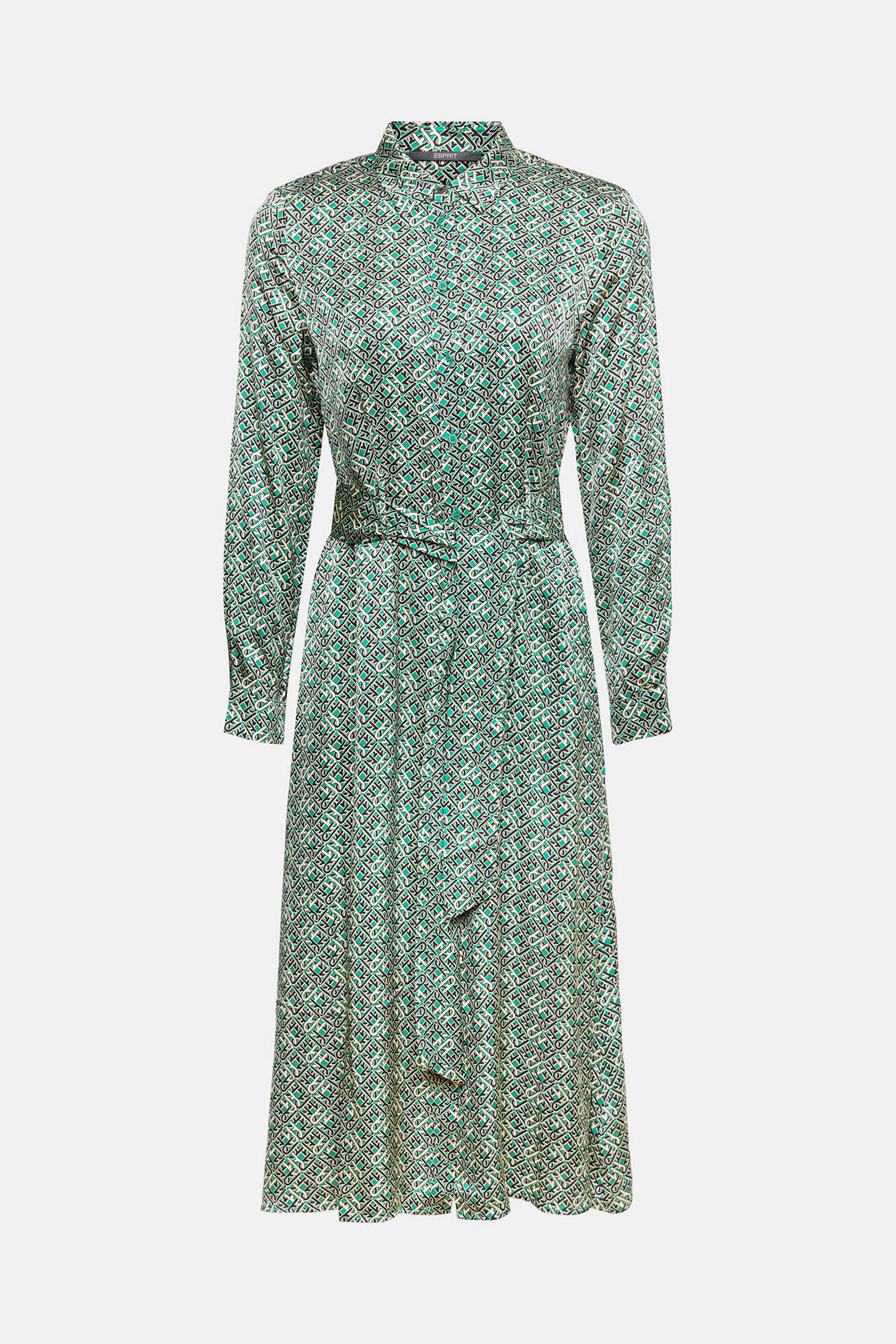 Esprit Long printed shirt dress Printed green