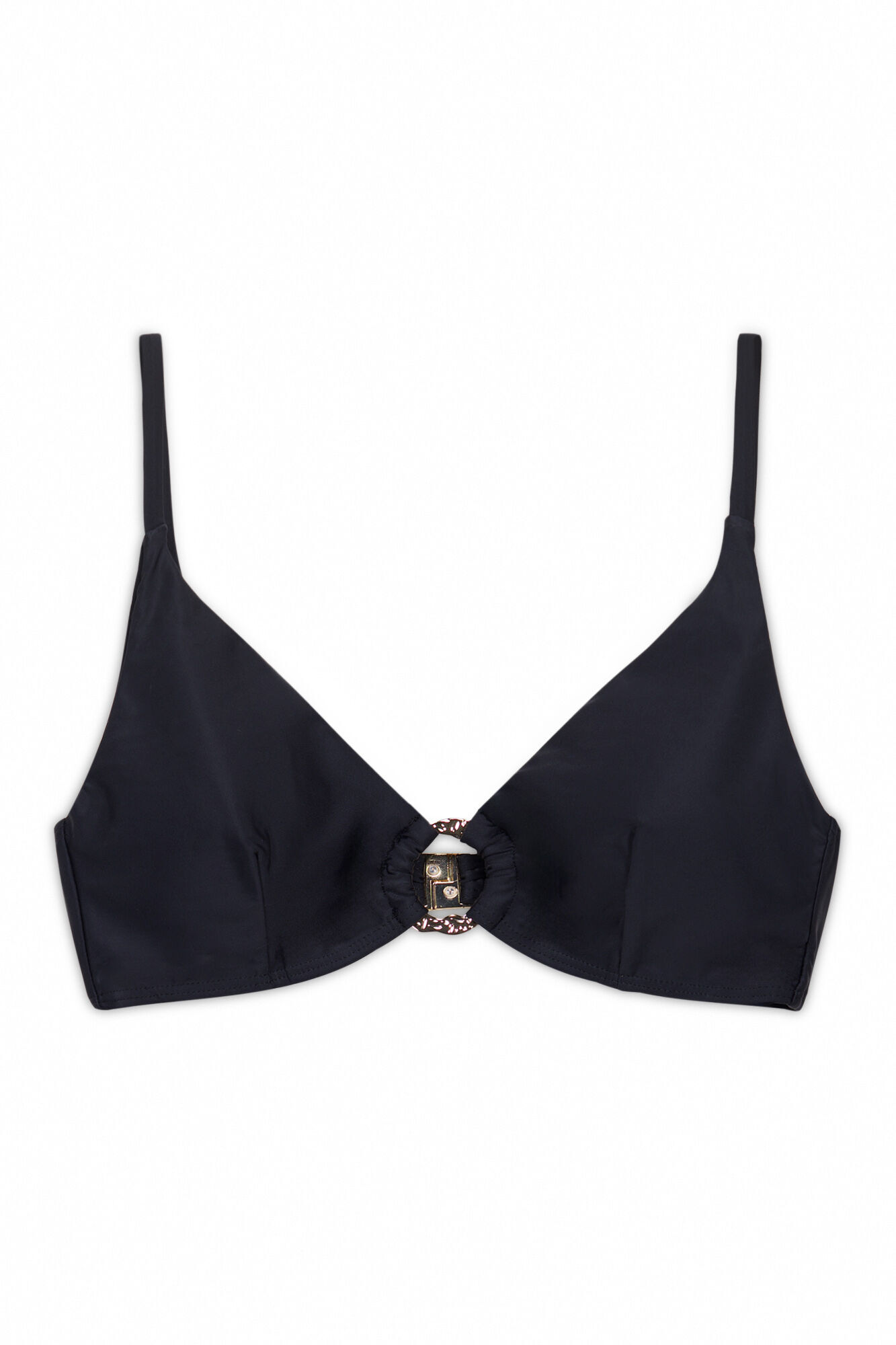 Cortefiel Top de biqu&iacute;ni com argola dourado Preto