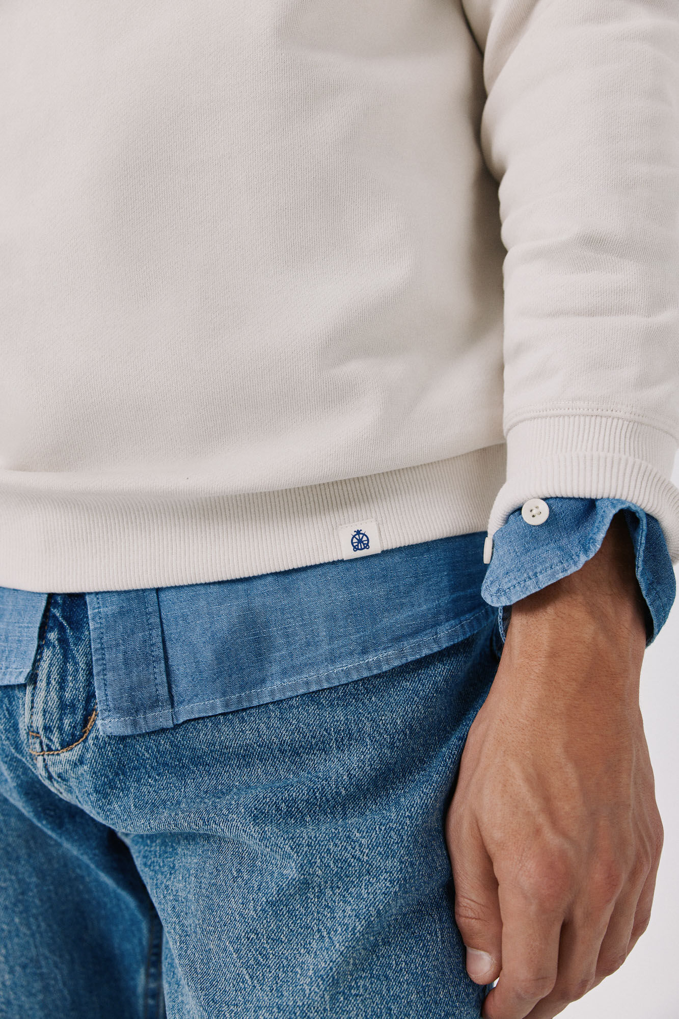 Cortefiel Crew neck sweatshirt Ivory