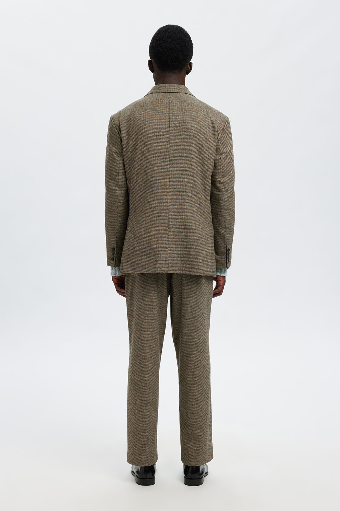 Selected Blazer de l&atilde; aos quadrados Cinzento