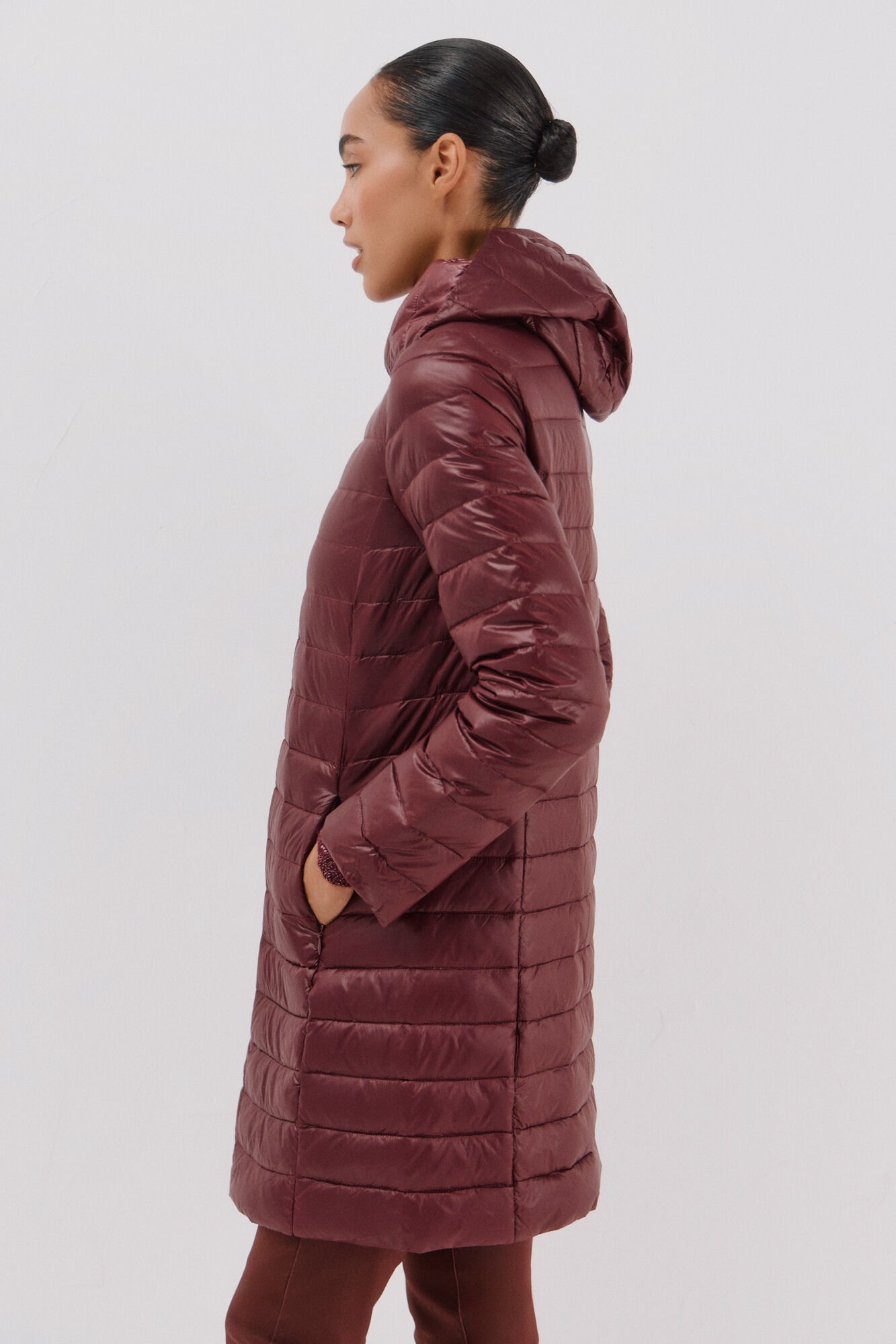 Cortefiel Long down coat Maroon