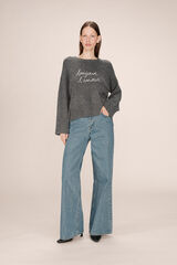 Grace & Mila long sleeve oversized jumper with embroidered message  Grey
