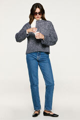 Selected Camisola de gola caixa de algodão orgânico Cinzento