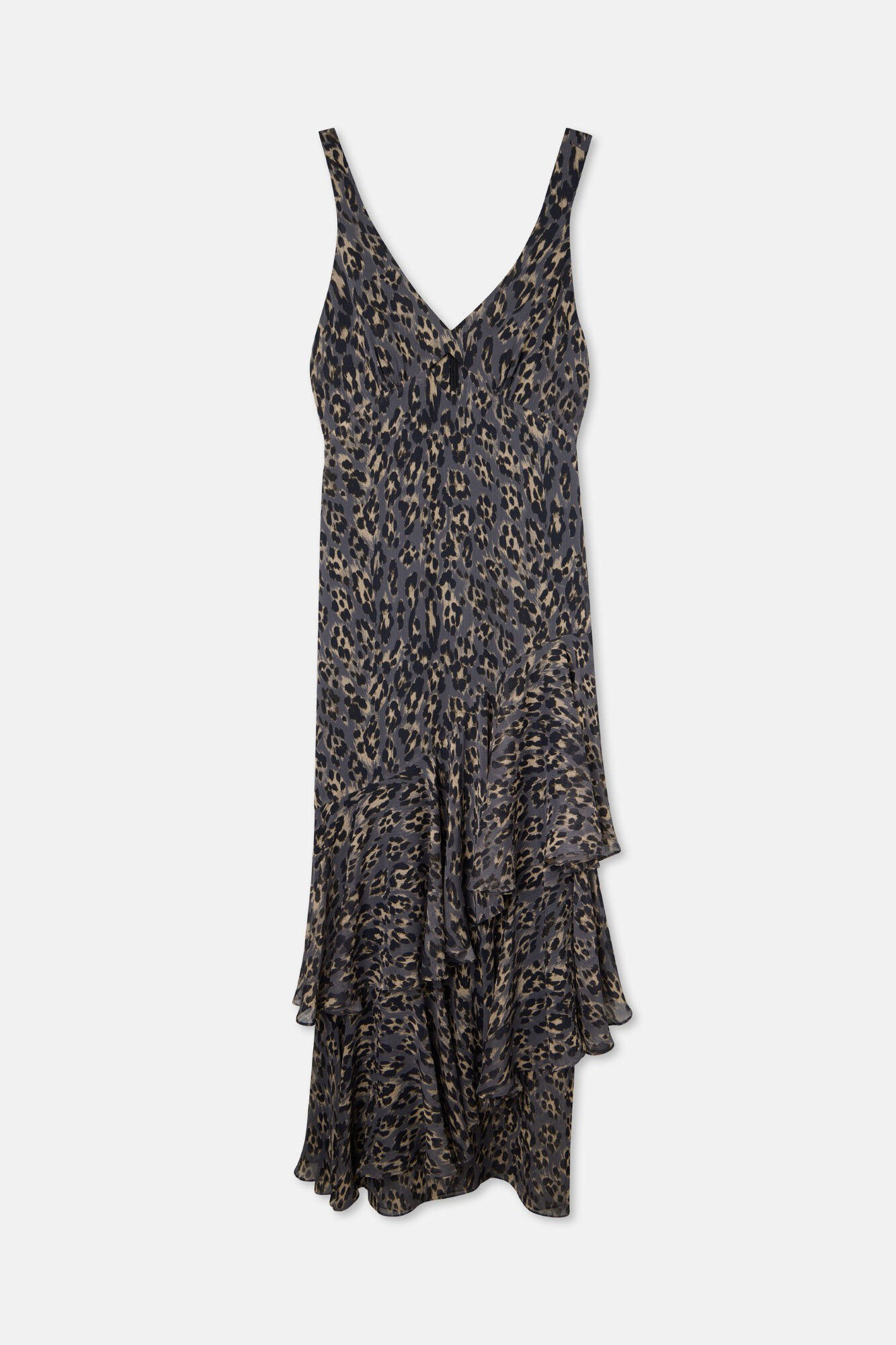 Silbon Vestido longo com estampado animal Azul