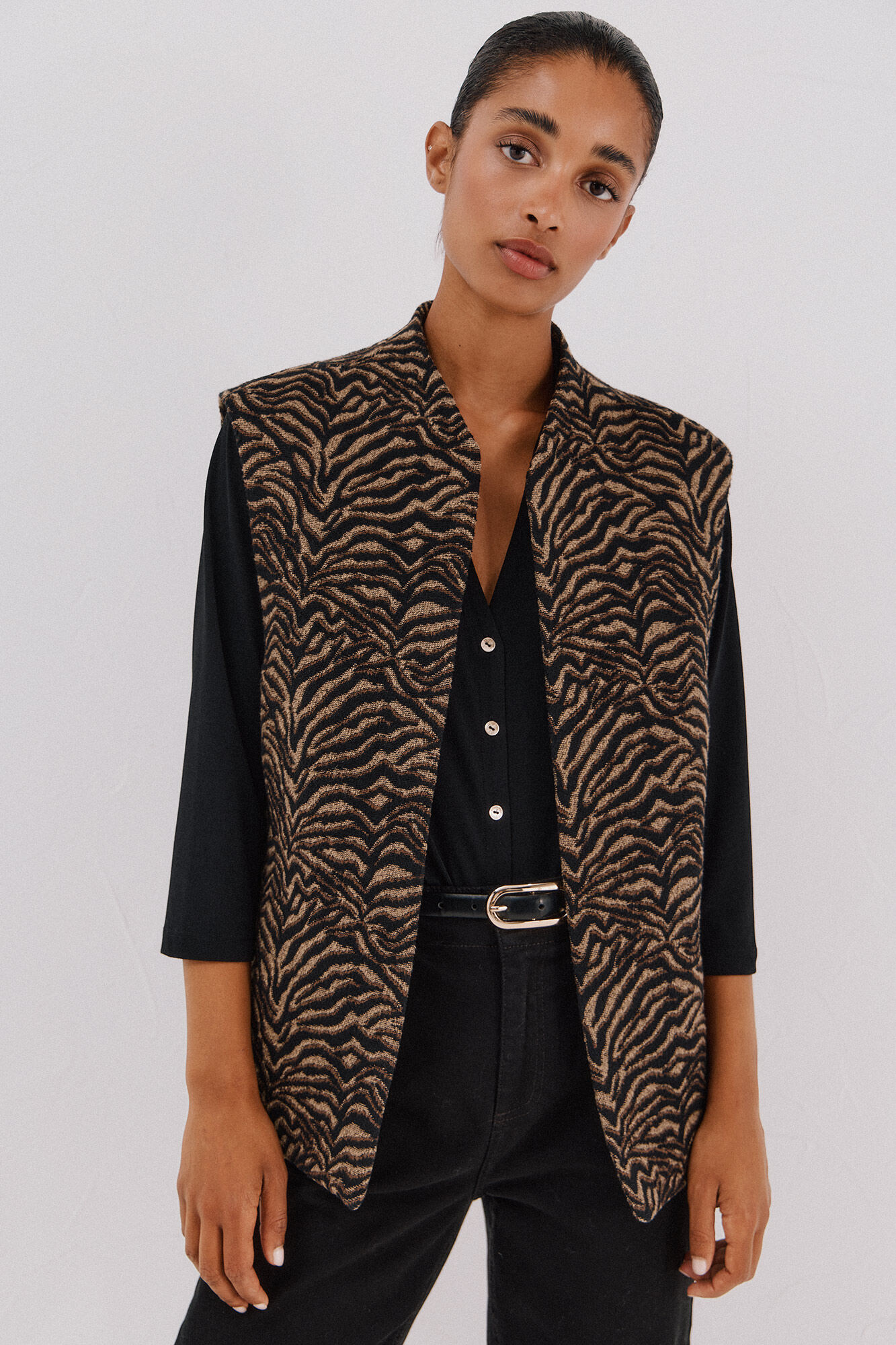 Cortefiel Animal print fabric vest Multicolour