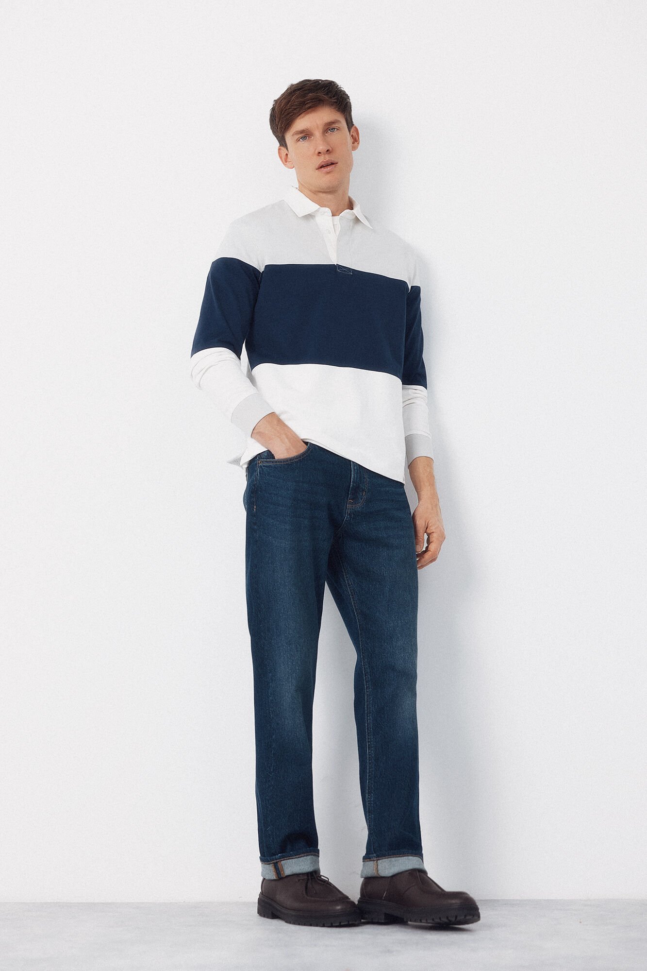 Cortefiel Polo rugby Blanco