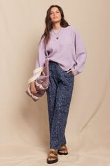 Slowlove Calças jacquard com pinças Azul