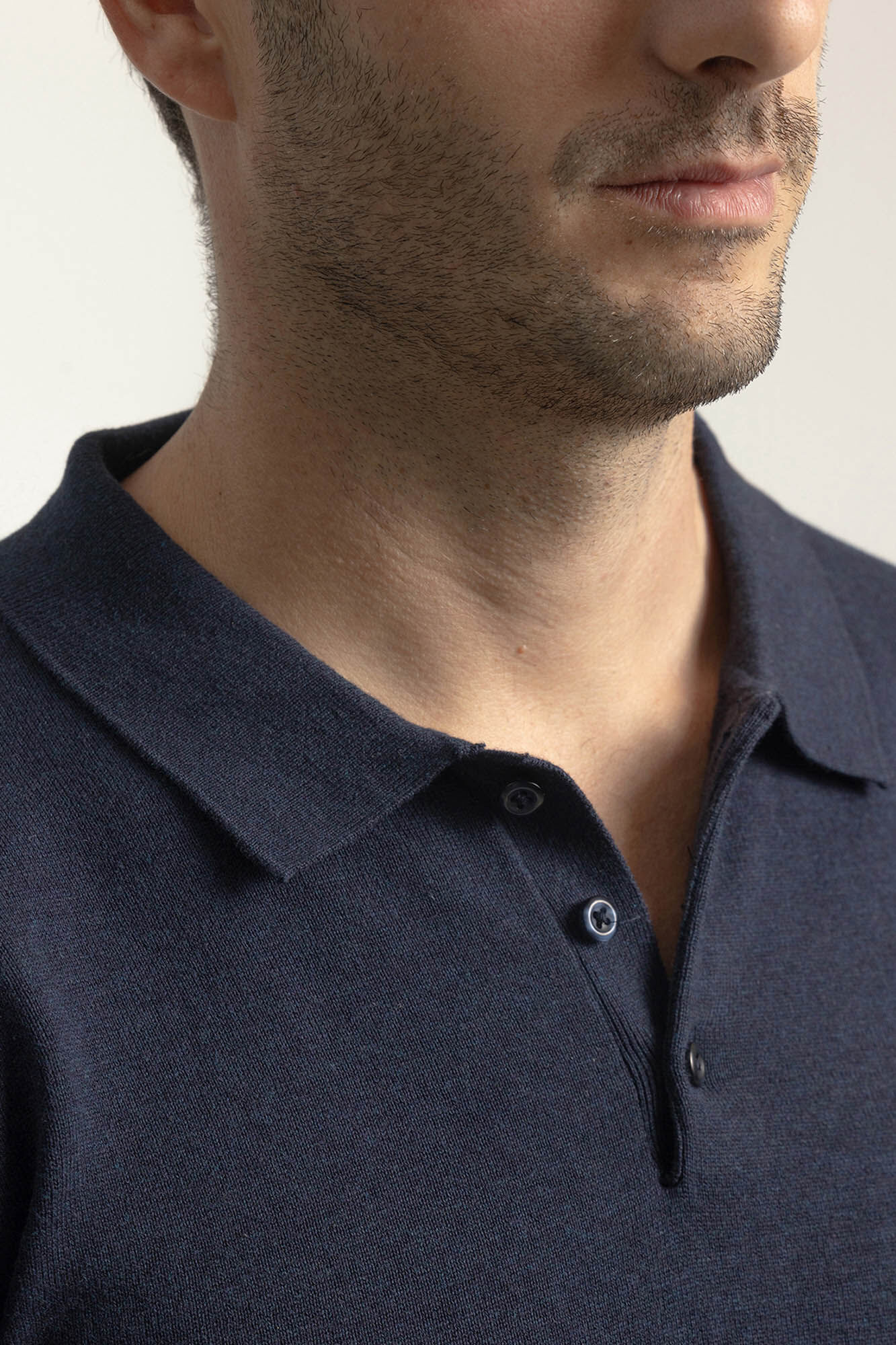 PuroEGO Camisola gola em bico algod&atilde;o Azul