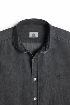 Cortefiel Long sleeve slim-fit denim shirt  Grey