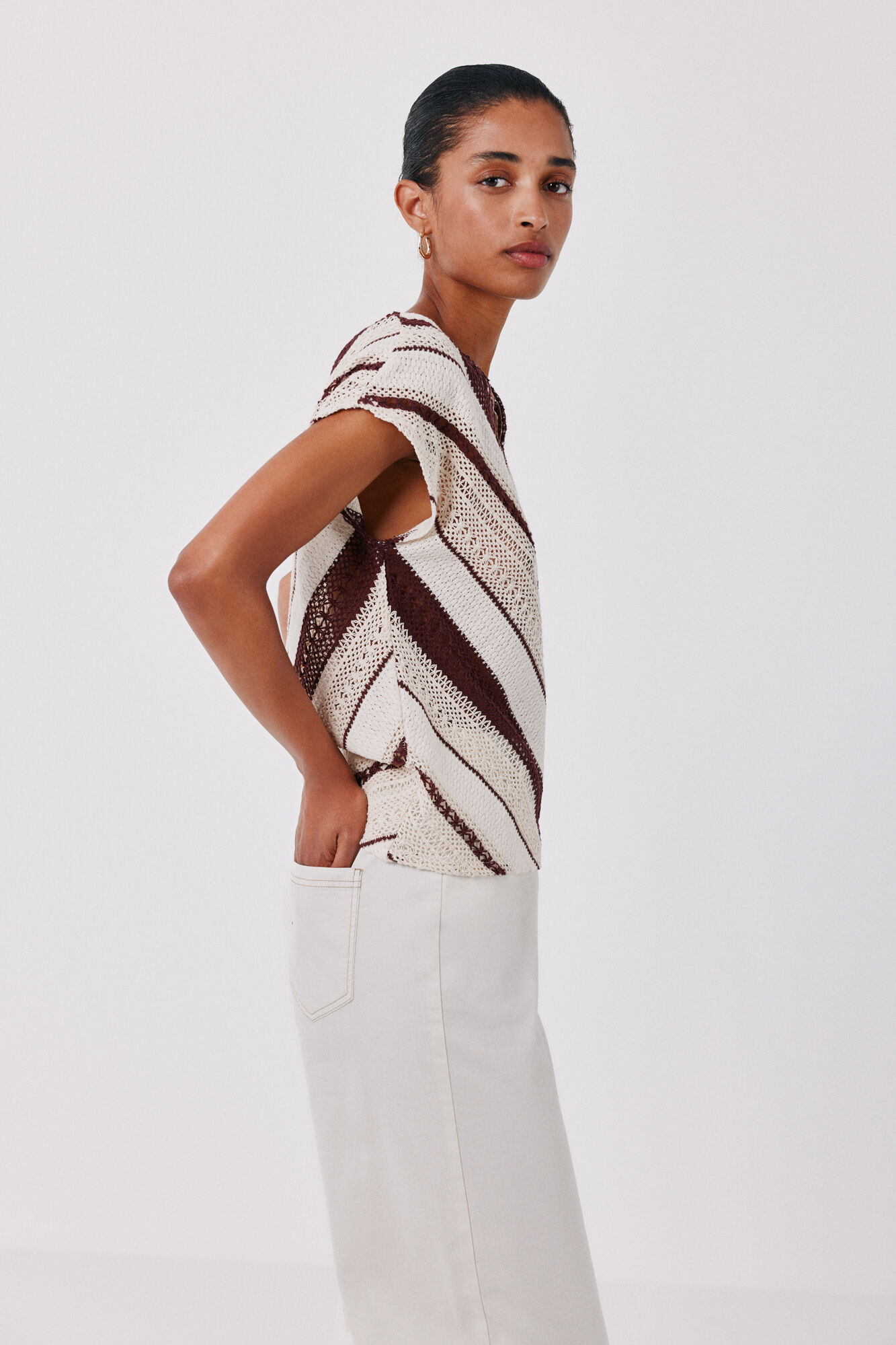 Cortefiel T-shirt em crochet multicolor Granada