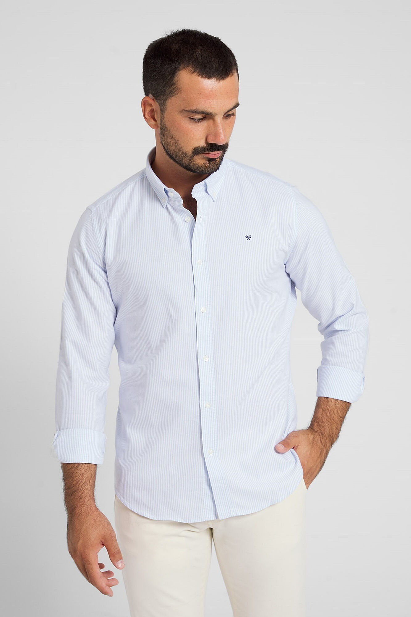 Silbon Camisa sport oxford classic stripe azul-claro Azul