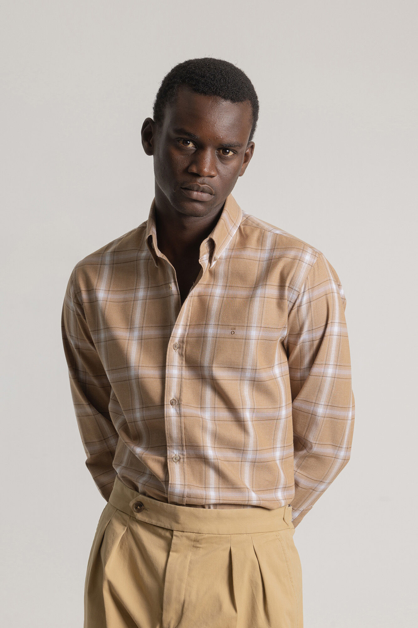 PuroEGO Camisa xadrez de algod&atilde;o slim fit