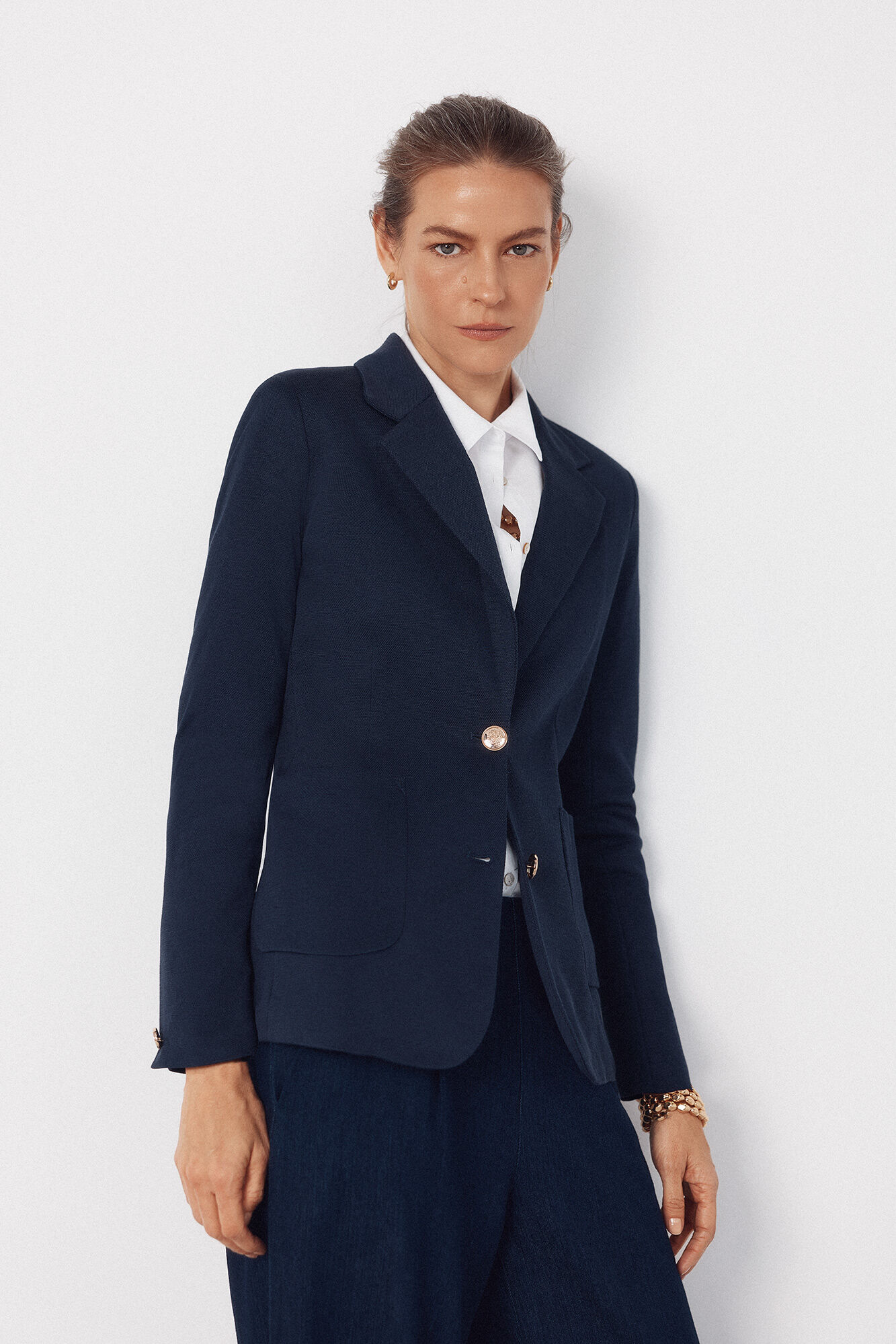 Cortefiel Piqu&eacute;-knit blazer