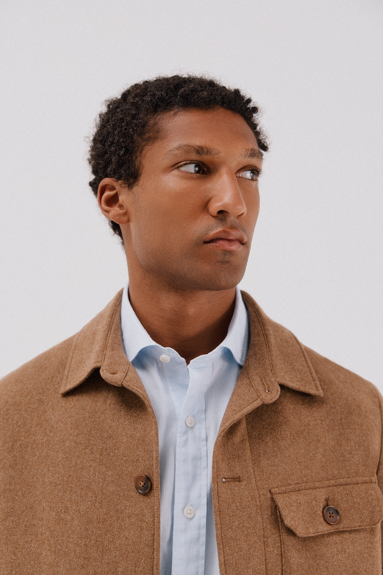 Cortefiel Sobrecamisa de l&atilde; de camelo Castanho