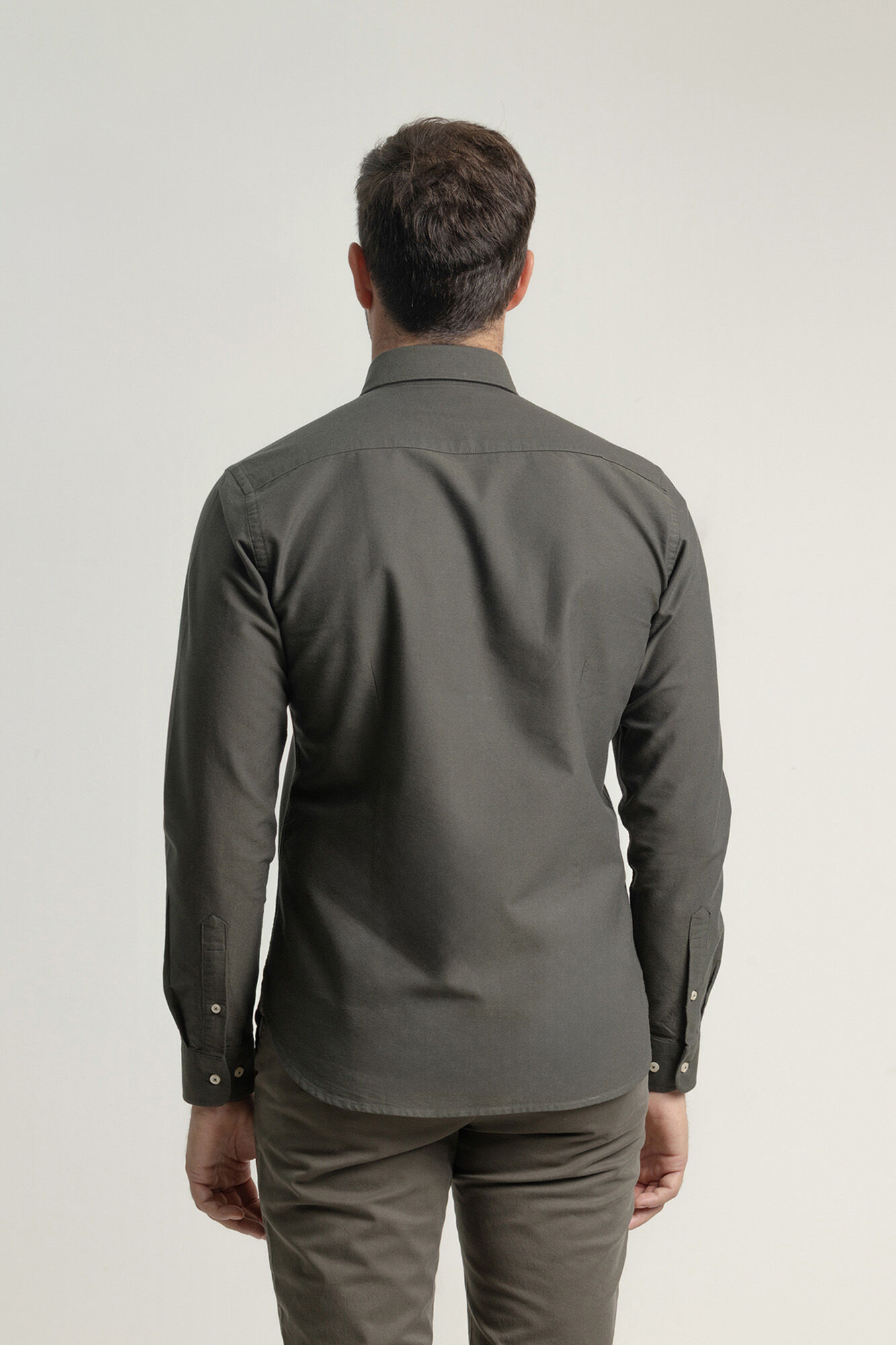 PuroEGO Camisa oxford de algod&atilde;o slim fit Verde