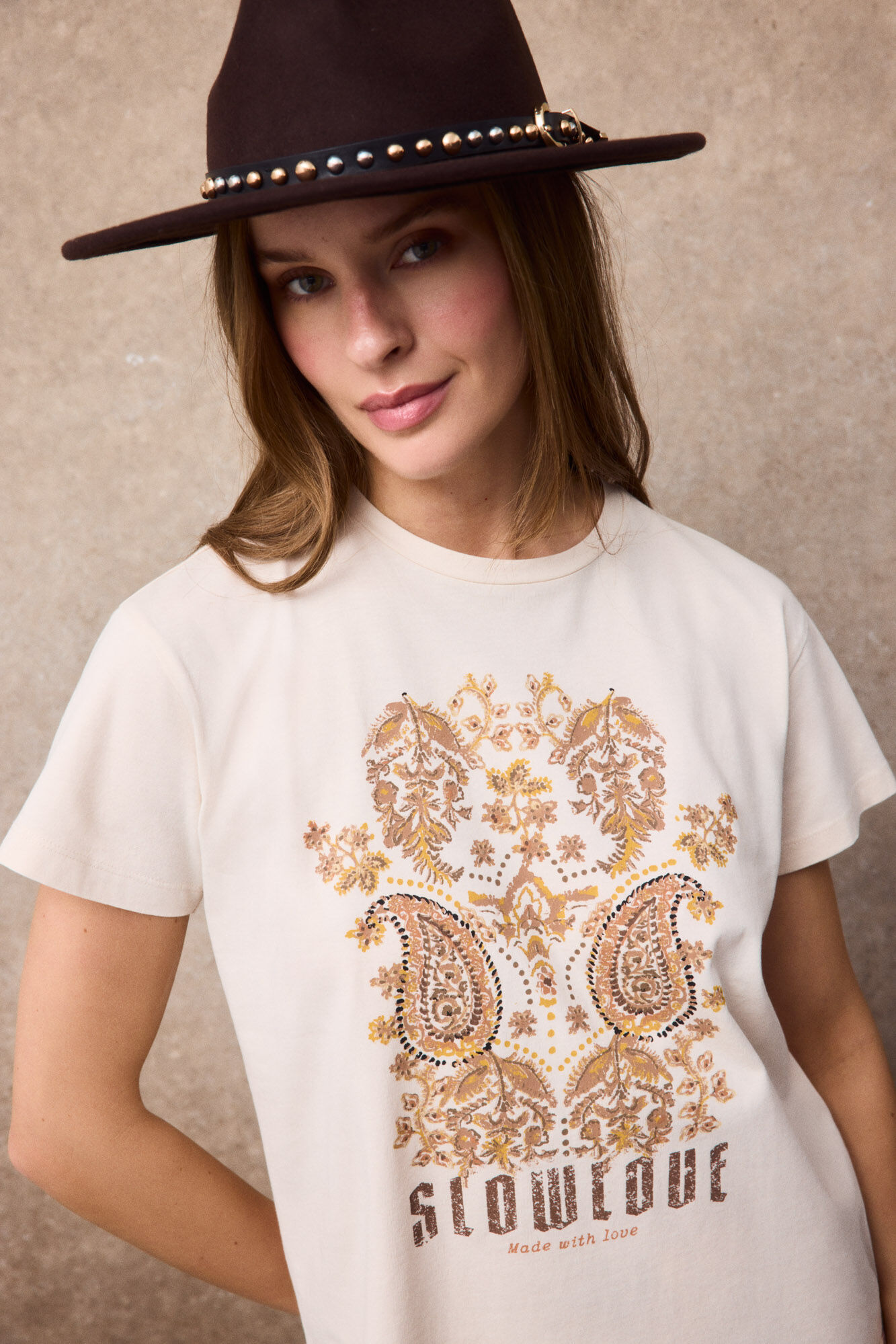 Slowlove T-shirt floral SlowLove Ecru