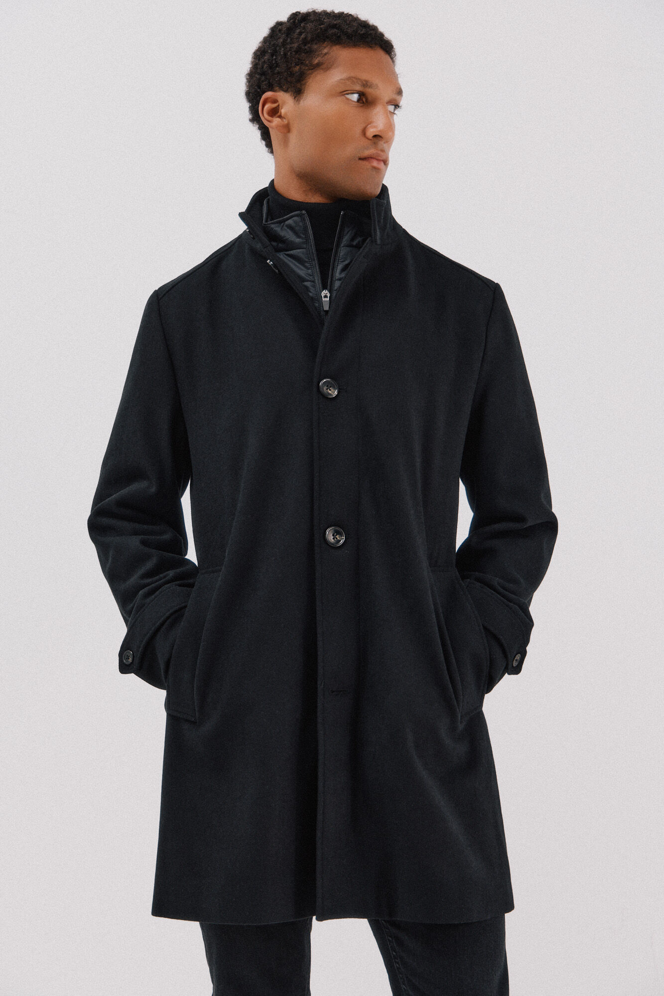 Cortefiel Coat with removable lining stand-up collar