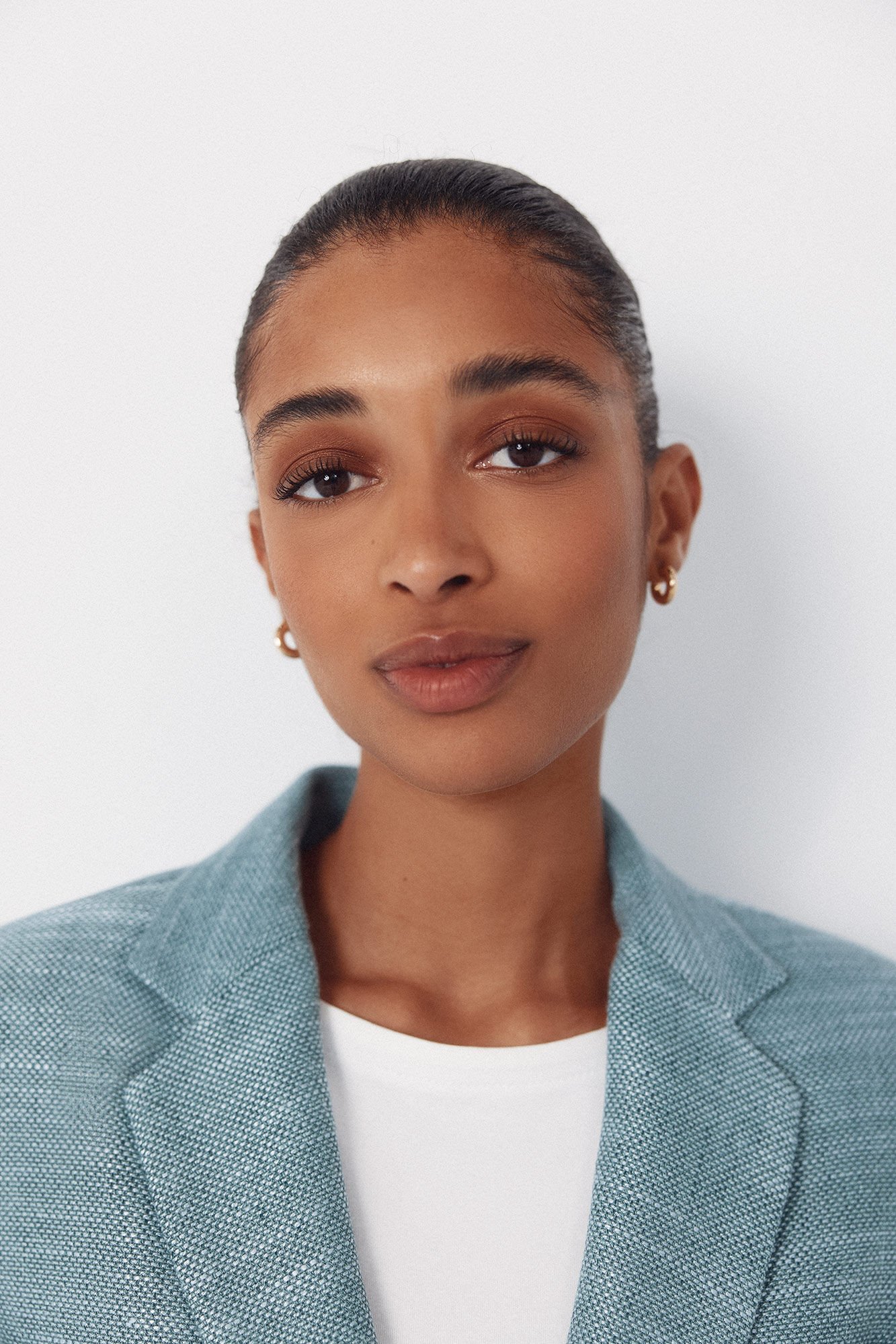 Cortefiel Textured fabric blazer Blue