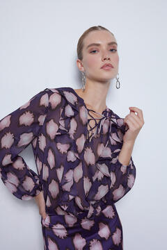 Cortefiel Ruffled printed blouse Multicolour