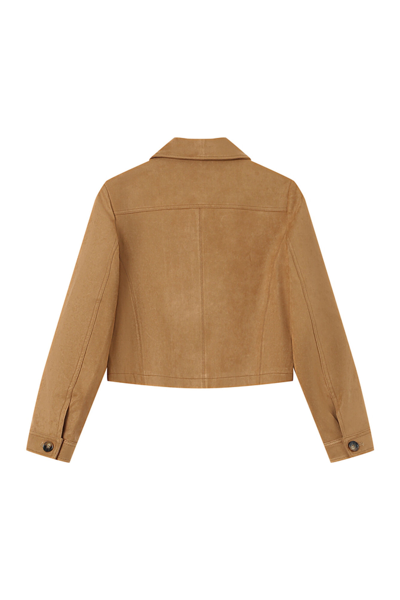 Grace & Mila Short faux suede jacket in camel color Beige