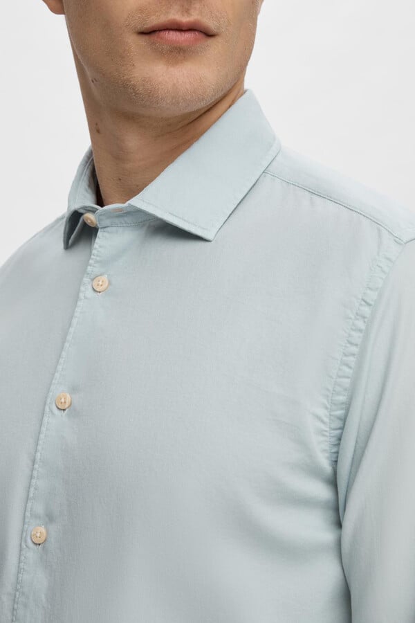Cortefiel Camisa de manga larga confeccionada con algodón orgánico Azul royal