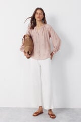 Cortefiel Embroidered blouse Pink