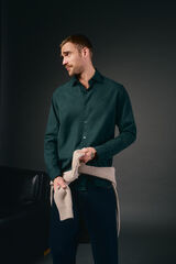 OOTO Camisa twill liso tencel algodón Verde oscuro