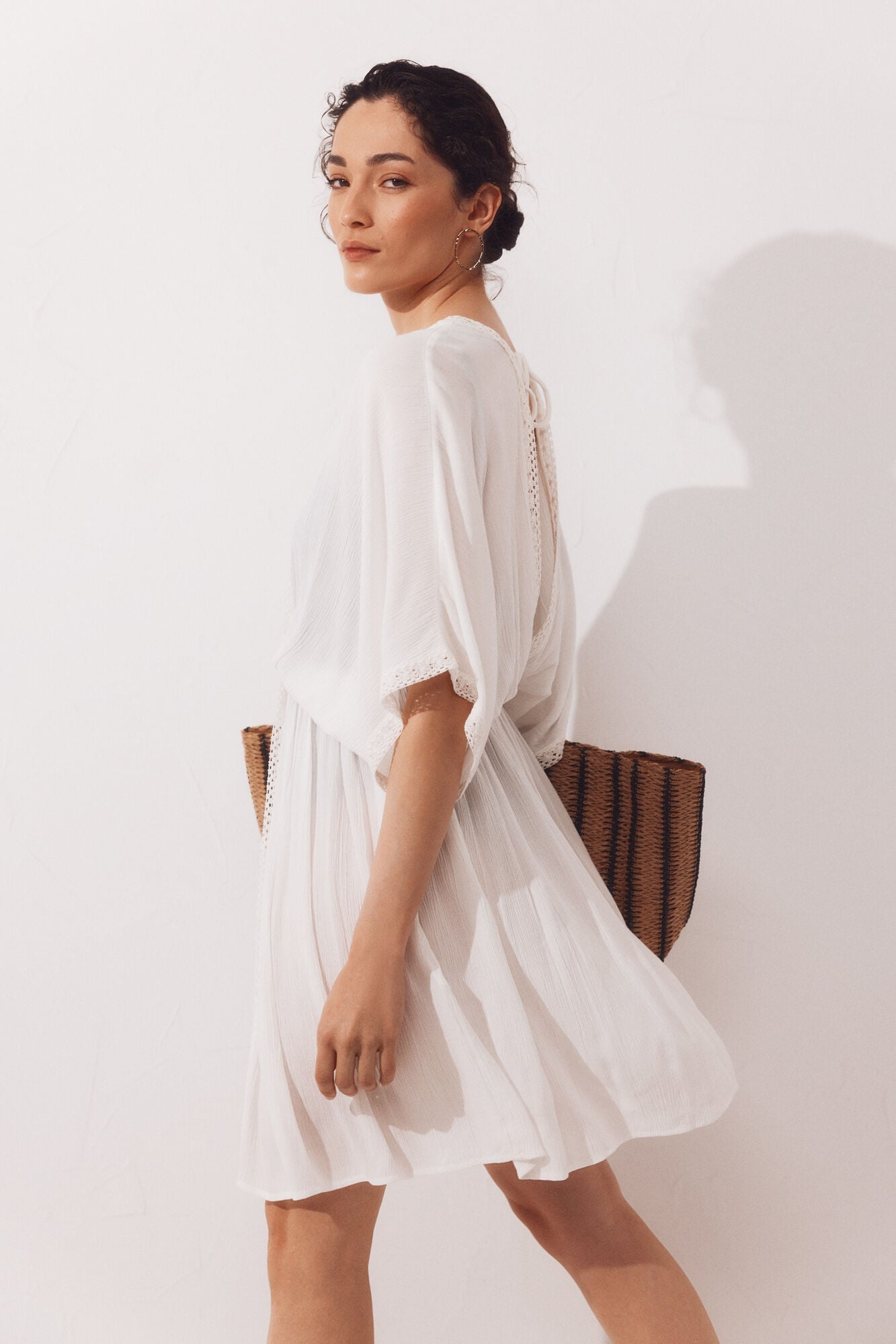 Cortefiel Short lace-trim kaftan