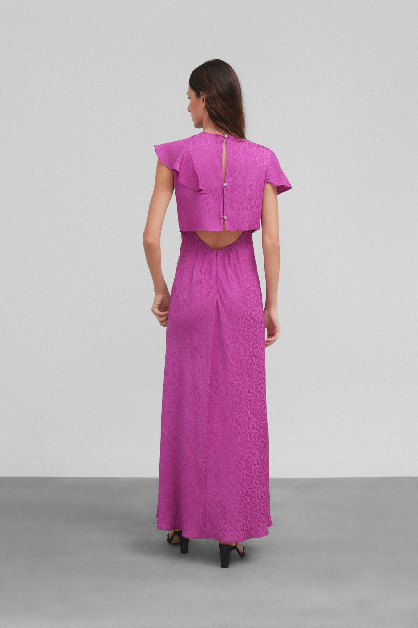 Silbon Vestido midi jacquard animal print Fucsia