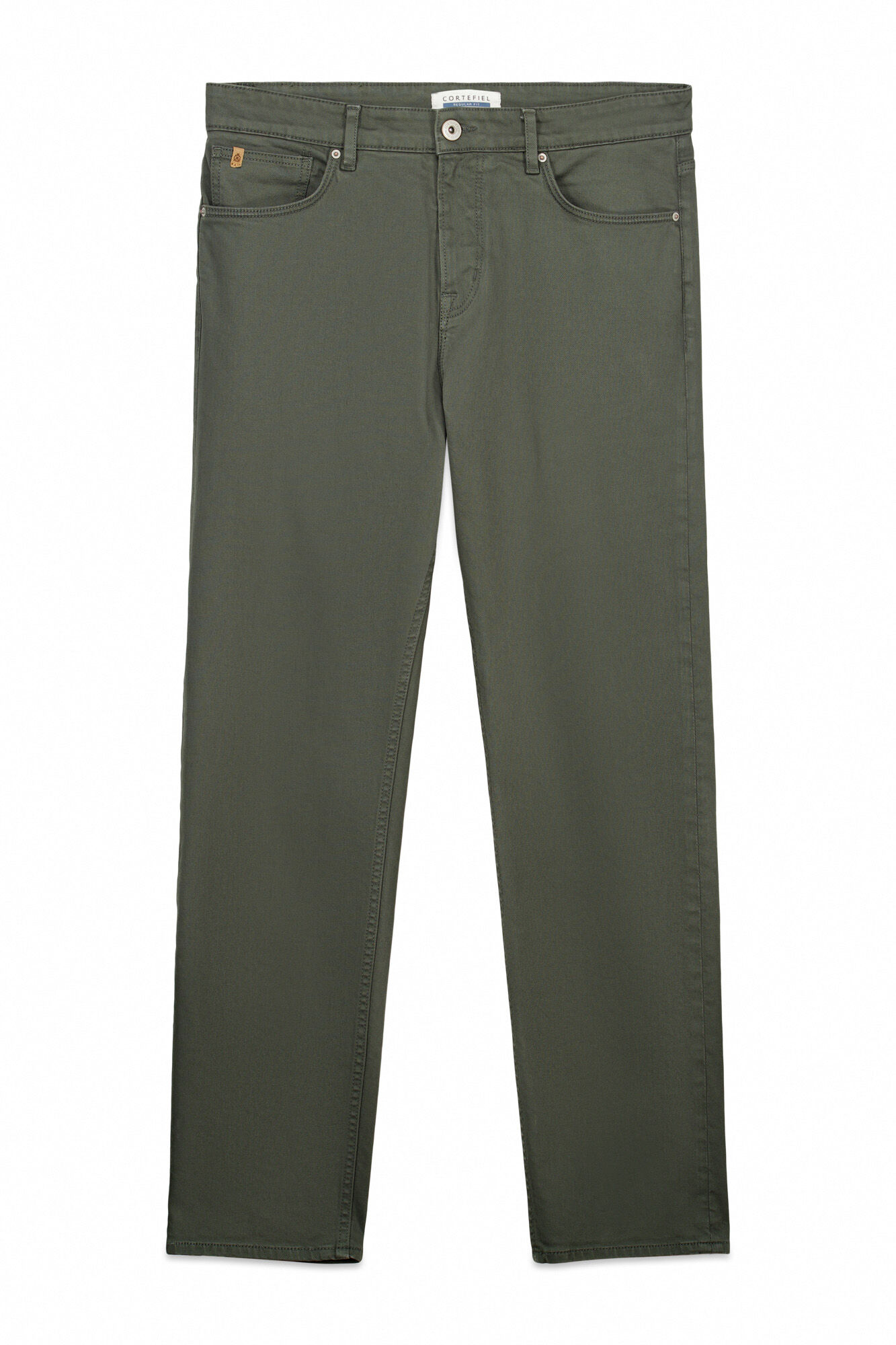 Cortefiel 5-pocket regular fit coloured trousers Kaki